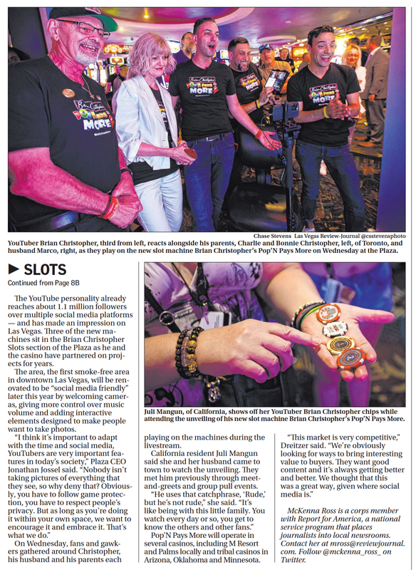 Brian Christopher's Pop'N Pays More launch continued in the Las Vegas Review-Journal