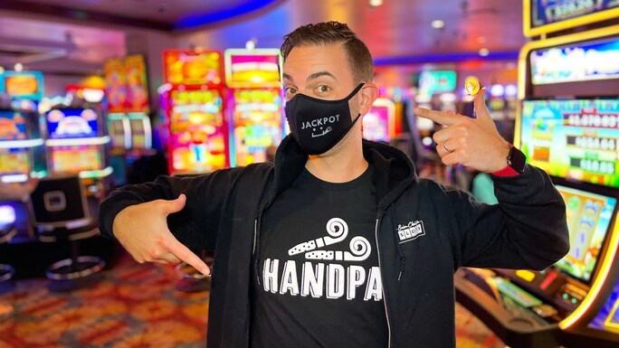 Brian Christopher in Handpay shirt at the casino