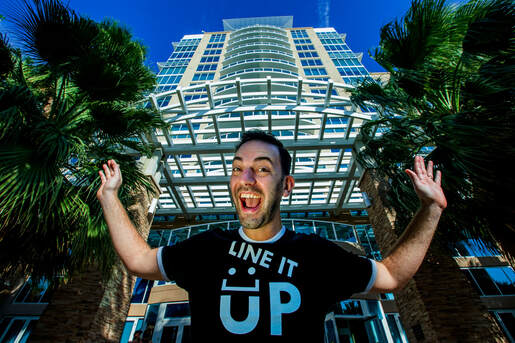 Brian Christopher in Line it Up shirt outside Agua Caliente Resort Casino Spa Rancho Mirage