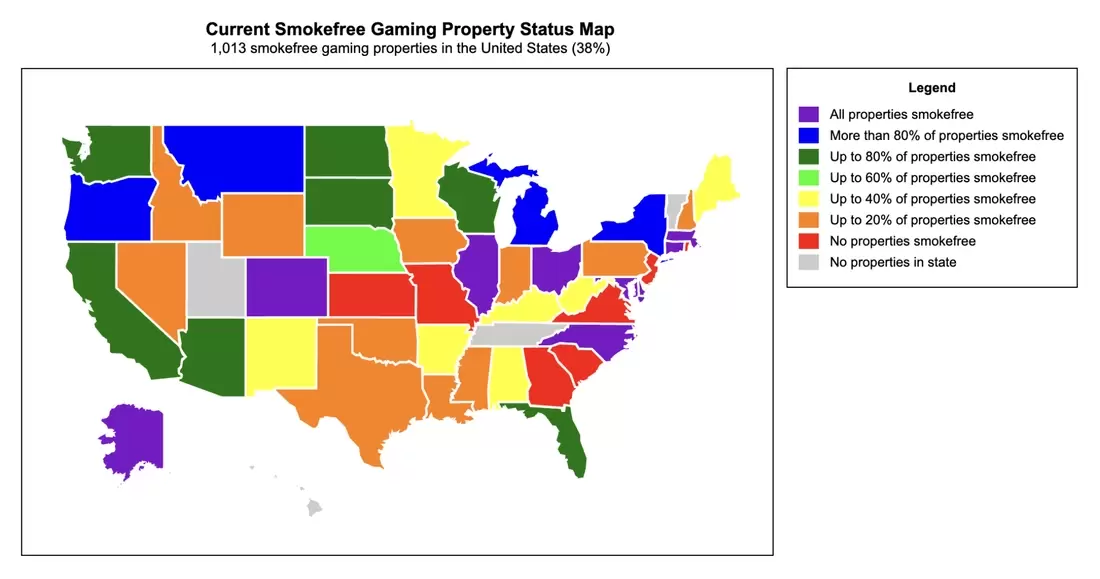 Current Smokefree Gaming Property Status Map